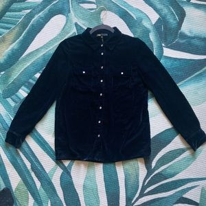 Maje Navy Velvety Snap Closure Blouse - Small